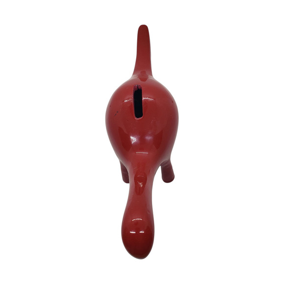 Red Metal Dinosaur Coin Bank Piggy Bank Brontosaurus Kids Decor RARE Vintage - Picture 5 of 9